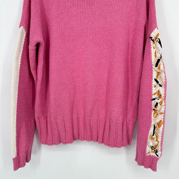 Anthropologie by handmade Chunky Knit Cotton Blend Crewneck Hand Knit Sweater - Picture 9 of 12